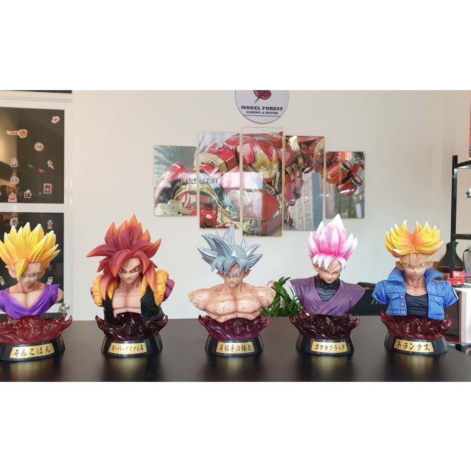 Mô hình Dragon Ball_Trunks, Goku ssj4, Son Goku, Gohan, Goku Back tượng bán thân cực đẹp_Cao 18cm (Có Led)