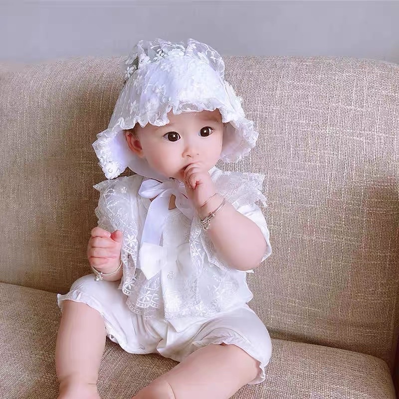 Body ren nơ cộc tay kute cho bé gái diện đấy tháng thôi nôi (ren nơ giữa hàng cao cấp loại 1)