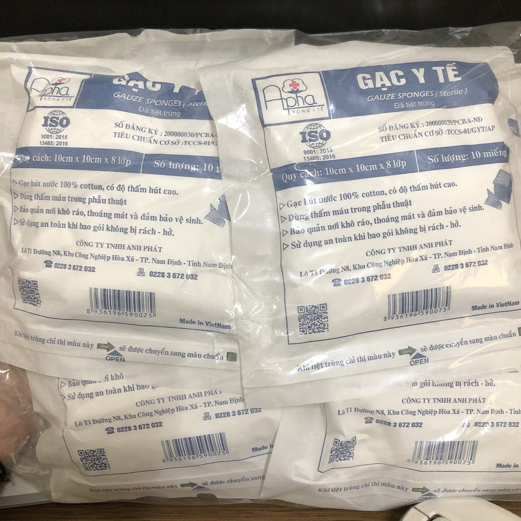 Gạc vuông 10x10x8 lớp