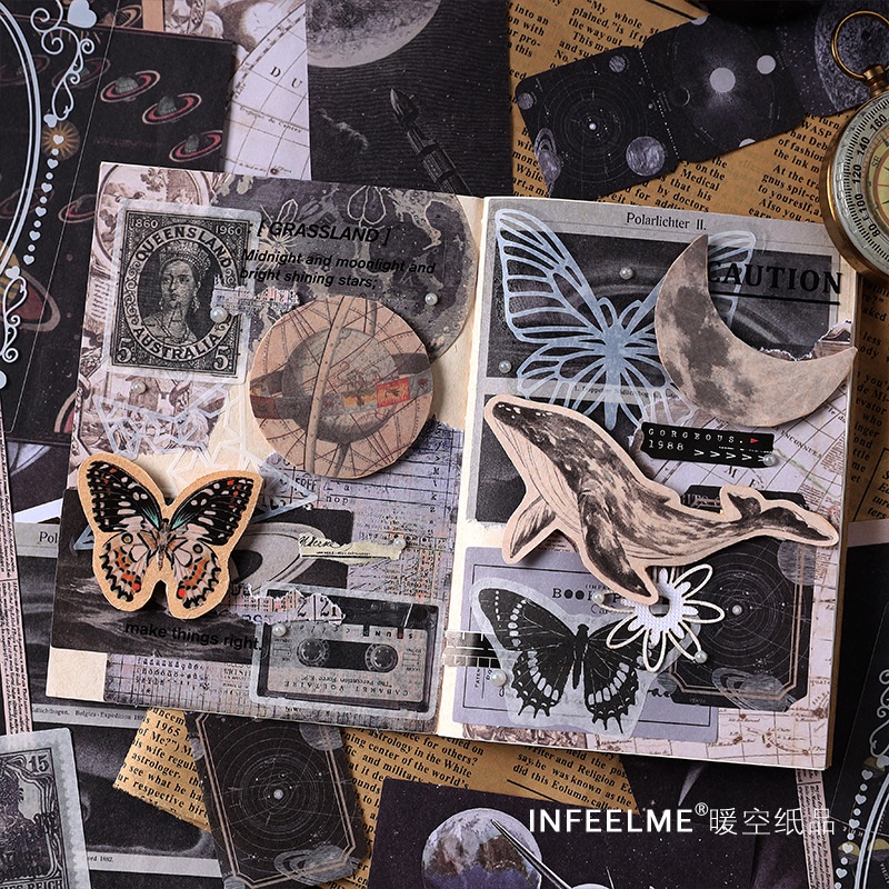 Set 100 Miếng Dán Trang Trí Sổ Tay/Nhật Ký Hình Hoa Kiểu Vintage