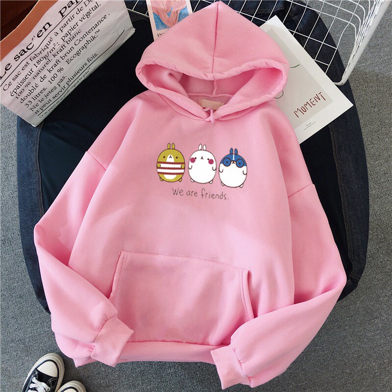 Áo Hoodie From Rộng Unisex Hoạt Hình Thỏ WE ARE FRIENDS Cute , Vải Nỉ Mềm Mại  Phong Cách  HOT TREND TTSPA0110