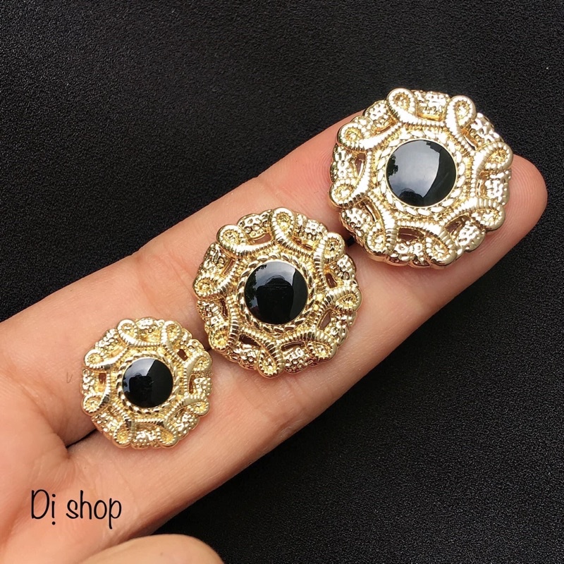 NÚT HỢP KIM NHIỀU SIZE NHUỴ ĐEN VIỀN VÀNG