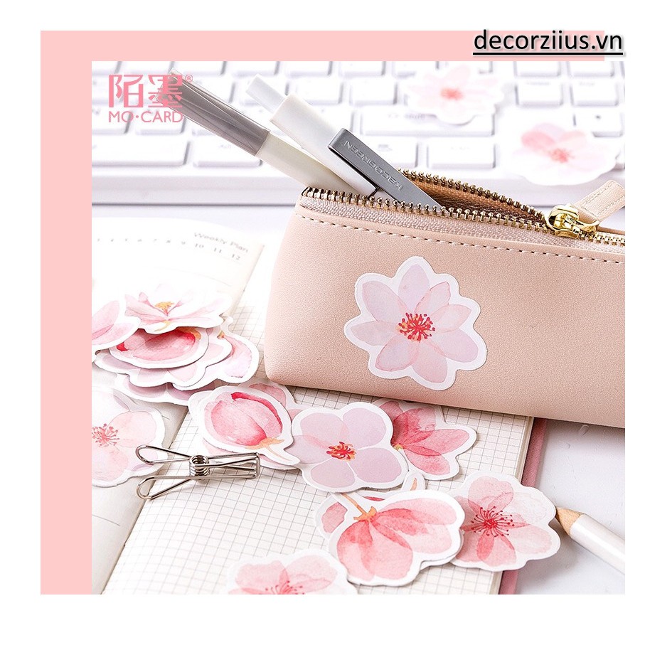 Hộp 45 Sticker Hình Dán Hoa Anh Đào Xinh Xắn Trang Trí Sổ Tay, Planner, Bullet Journal
