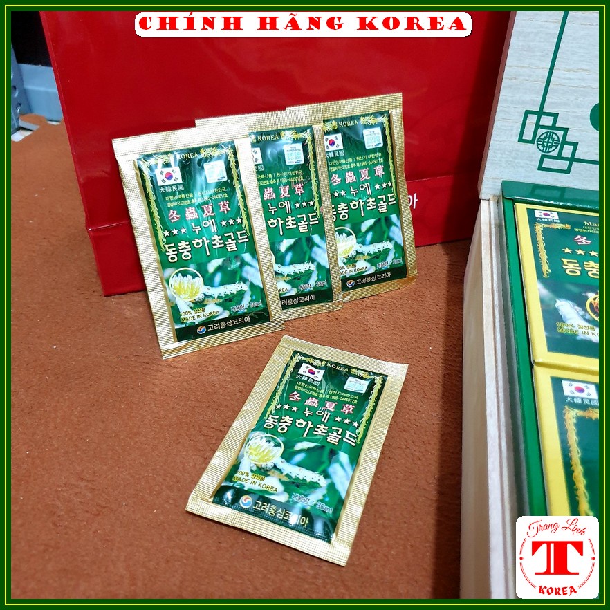 Đông trùng hạ thảo hộp gỗ Hanil nội địa - Nước đông trùng 60 gói thượng hạng, tranglinh