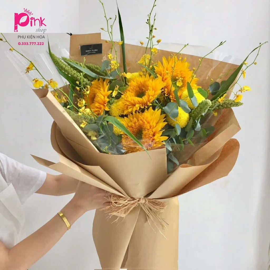 💞 Giấy Kraft trơn , loại Dày Dai gói Quà, gói Hoa phong cách Vintage – Phụ kiện hoa Pinkshop🌹📚