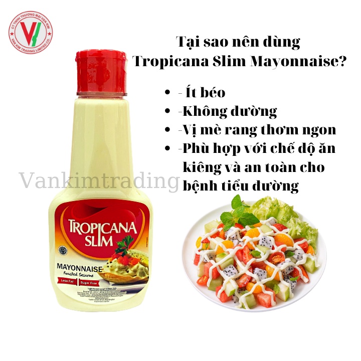 Sốt Mayonnaise Mè Rang Tropicana Slim Không Đường, Ít Béo Dành Cho Ăn Kiêng Healthy, Tiểu Đường, Eat Clean