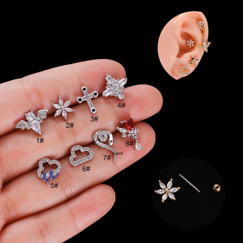 1 Khuyên Tai Dạng Thanh Tạ Hình Tai Thiên Thần Bằng Thép Không Gỉ 20G
