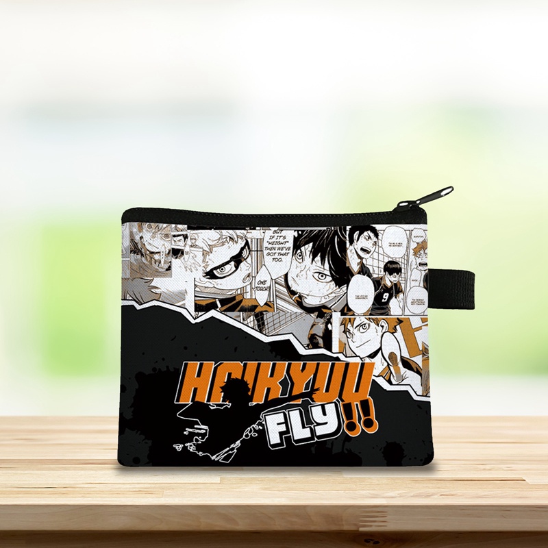 Anime Haikyuu!! Ví Đựng Tiền Xu Thẻ Id Khóa Kéo Họa Tiết Hoạt Hình Cho Nam Nữ