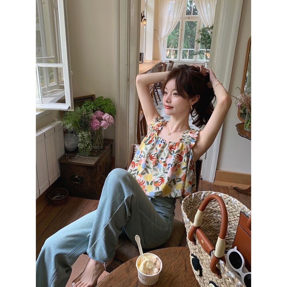 Áo Crop top Nữ Mùa Hè In Áo hai dây