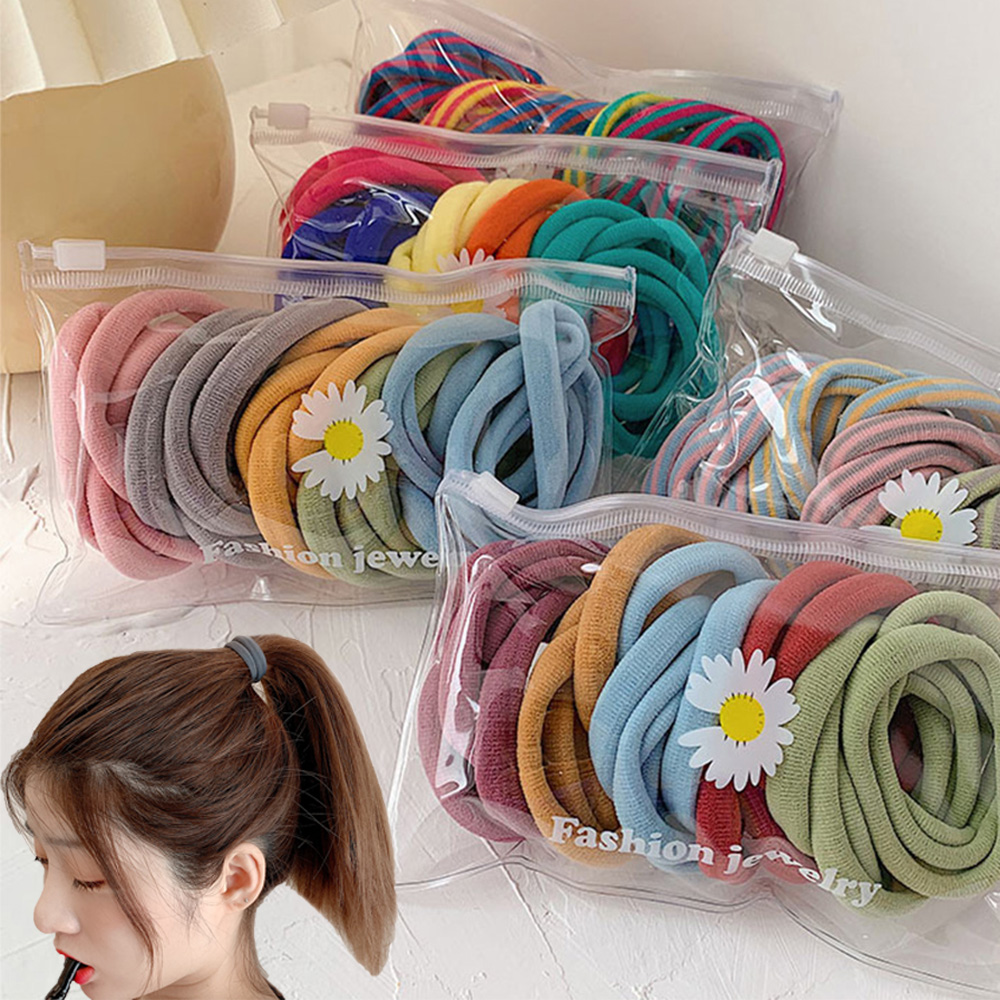 Set 25 Dây Buộc Tóc Co Giãn Màu Kẹo Ngọt Xinh Xắn