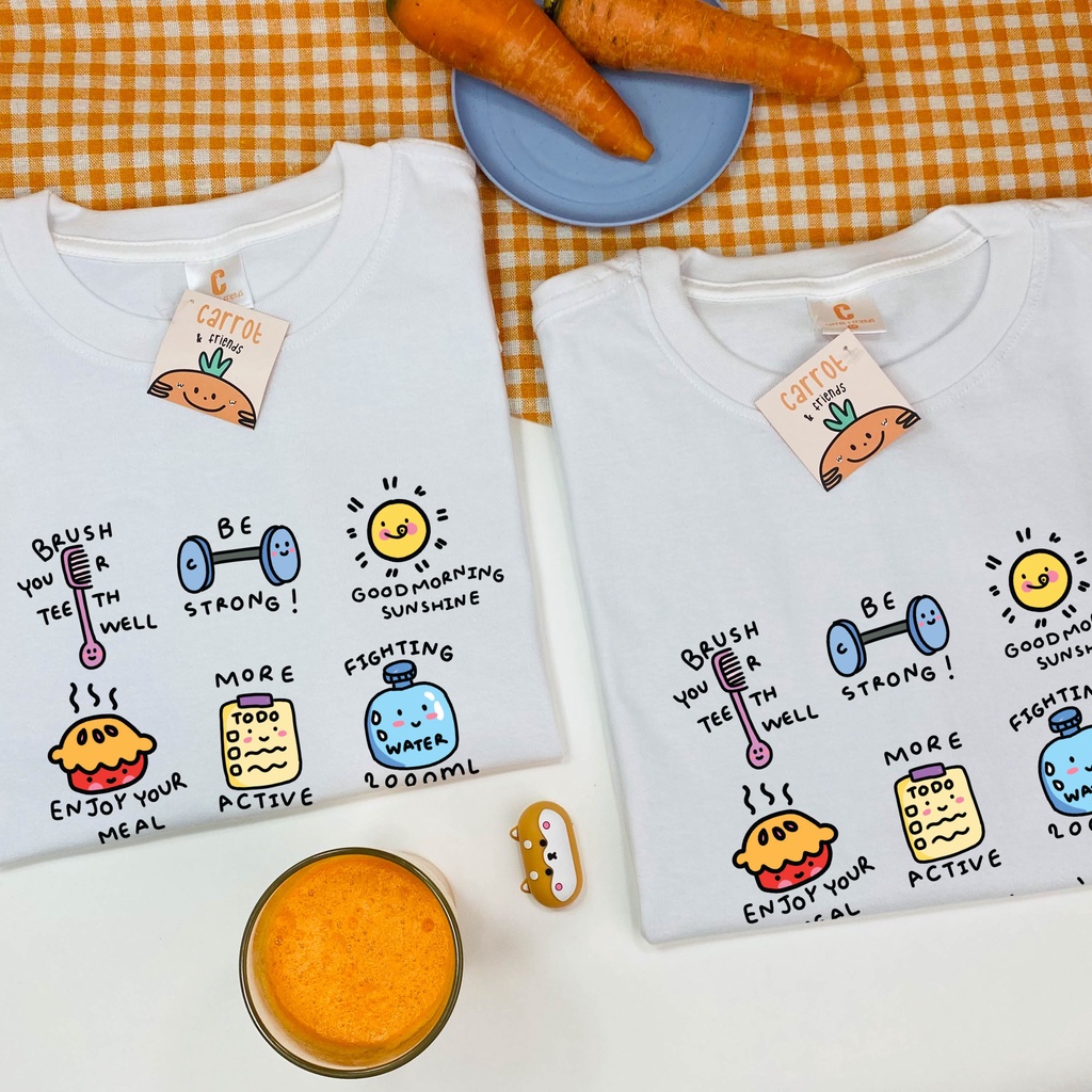 Áo thun Unisex Healthy Day vải cotton oversize tay lỡ form rộng