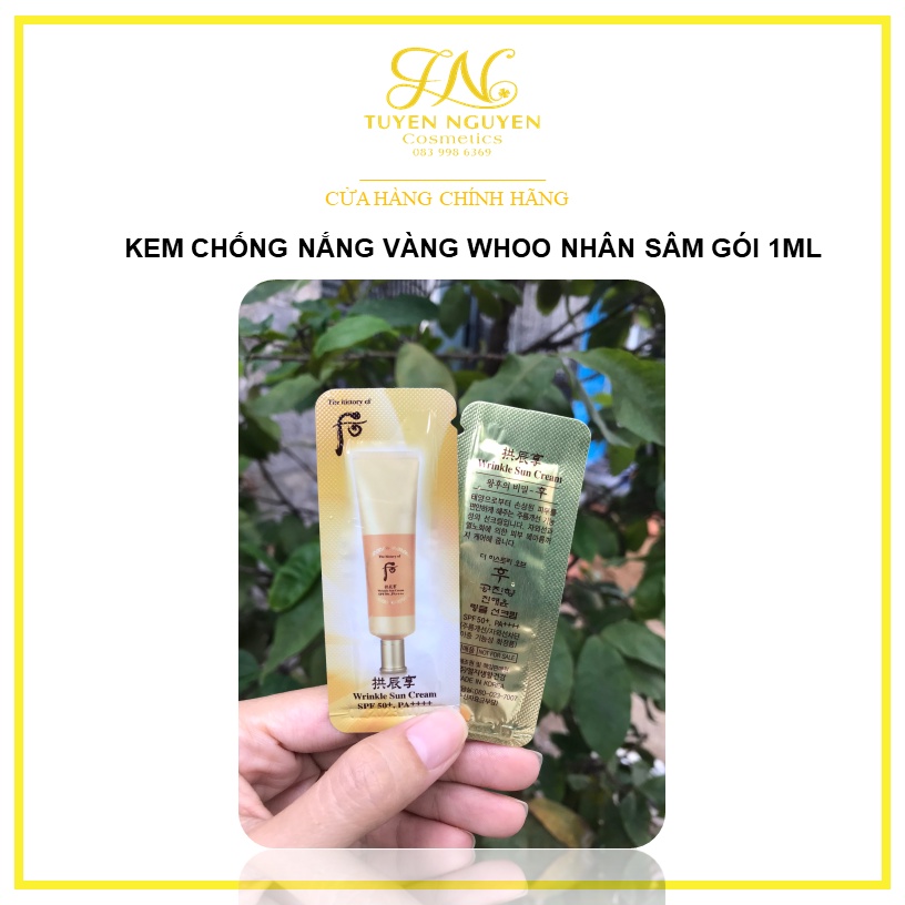 Kem chống nắng whoo vàng chống nhăn whoo wrinkle sun cream gói 1ml