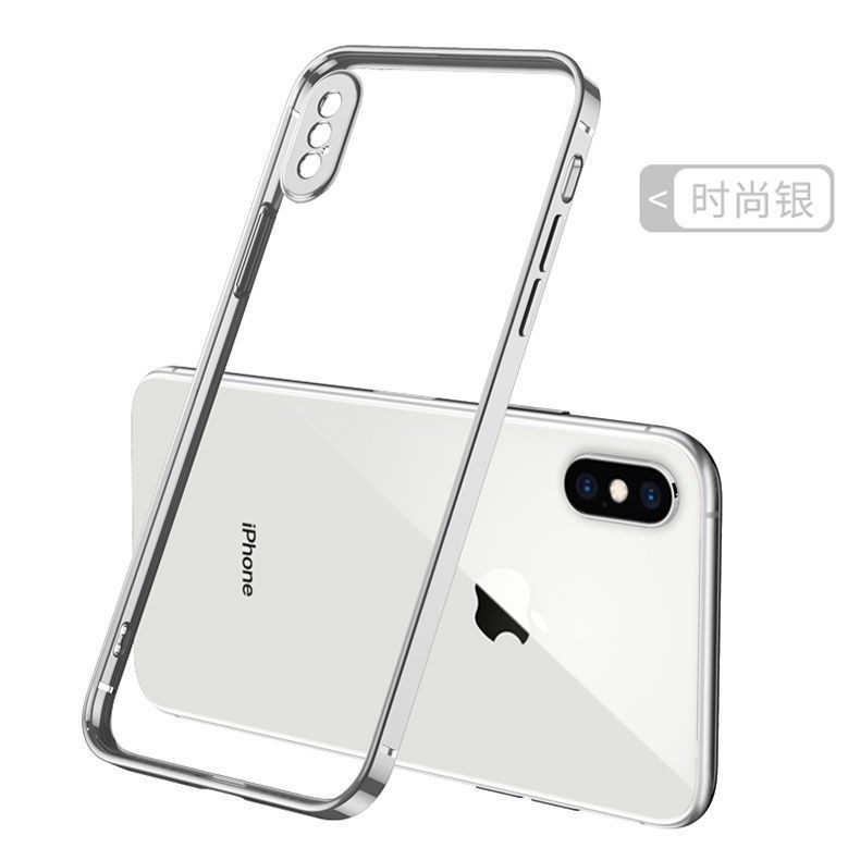 ✟✷ Ốp iphone Phụ kiện điện thoại lưng [Second change 12] xs max mobile phone case straight side electroplating iPhoneX all-inclusive transparent men s and women models