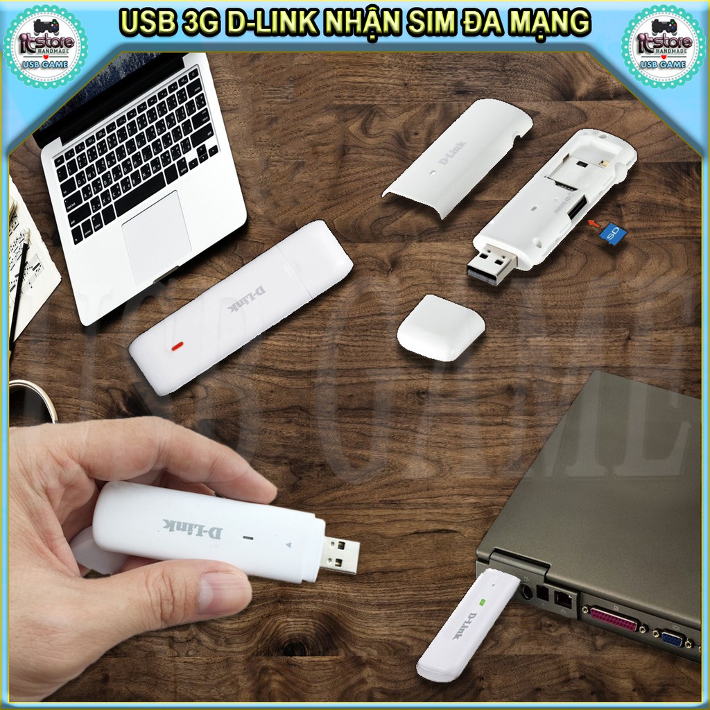 USB 3G D-link DWM156 nhận SIM đa mạng kết nối internet tích hợp khe đọc thẻ nhớ MicroSD tiện dụng