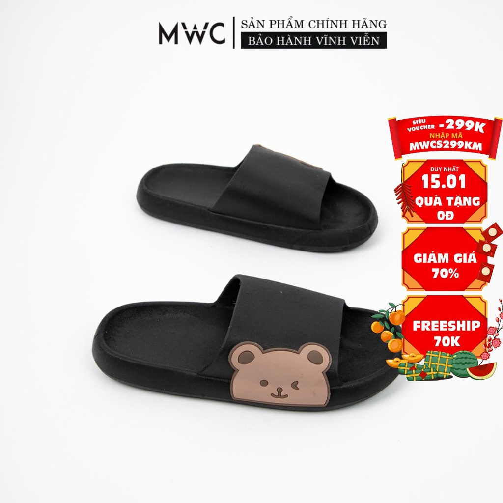 Dép Nữ MWC Đế Bánh Mì Quai In Hình Gấu Siêu Xinh NUDE- 3475