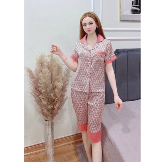 Bộ đồ ngủ, pyjama bộ lụa cao cấp bộ mặc nhà đẹp áo ngắn tay quần ngố các hãng nhiều họa tiết lạ mắt Bin Sports PJM010