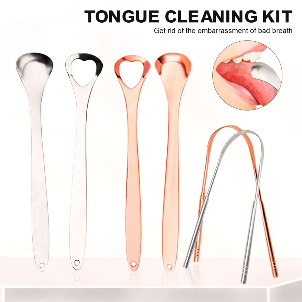 OCEANMAP Dụng Cụ Cạo Lưỡi Bằng Thép Không Gỉ Màu Bạc An Toàn Cho Sức Khỏe Cho Trẻ