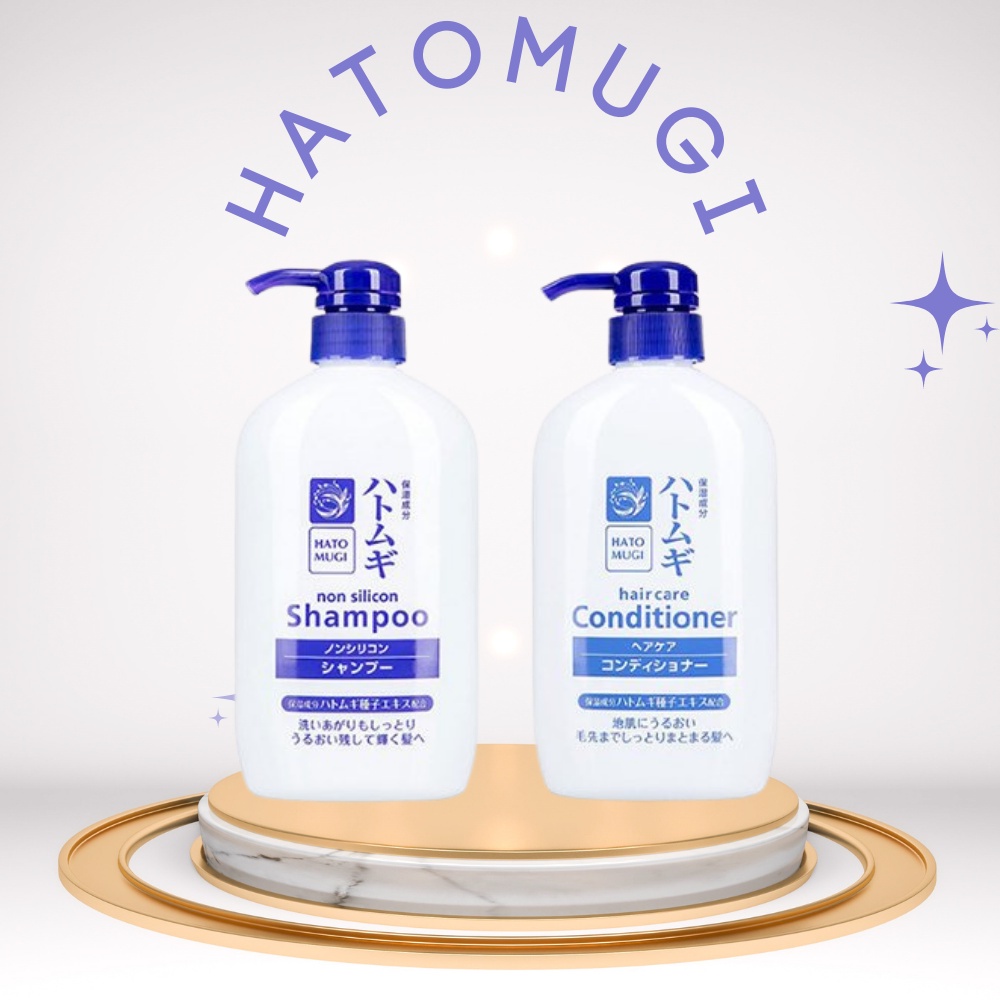 Bộ dầu gội xả dưỡng tóc mềm mượt từ hạt ý dĩ và dầu ngựa osme Station Horse Oil & Hatomugi 600ml