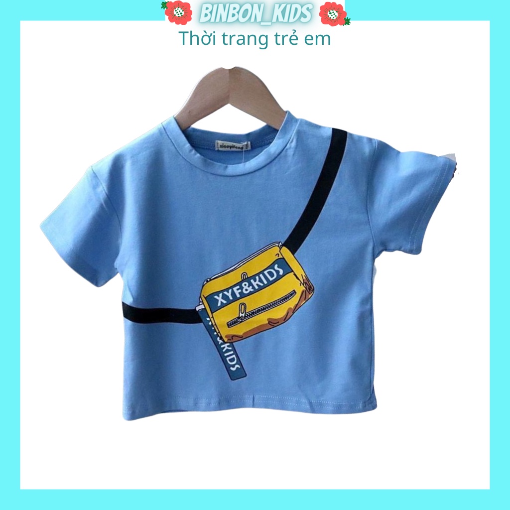 Áo cộc tay cho bé in túi chéo phong cách cho bé trai và gái, Áo thun trẻ em từ 1-5 tuổi chất cotton cao cấp-BINBON KIDS