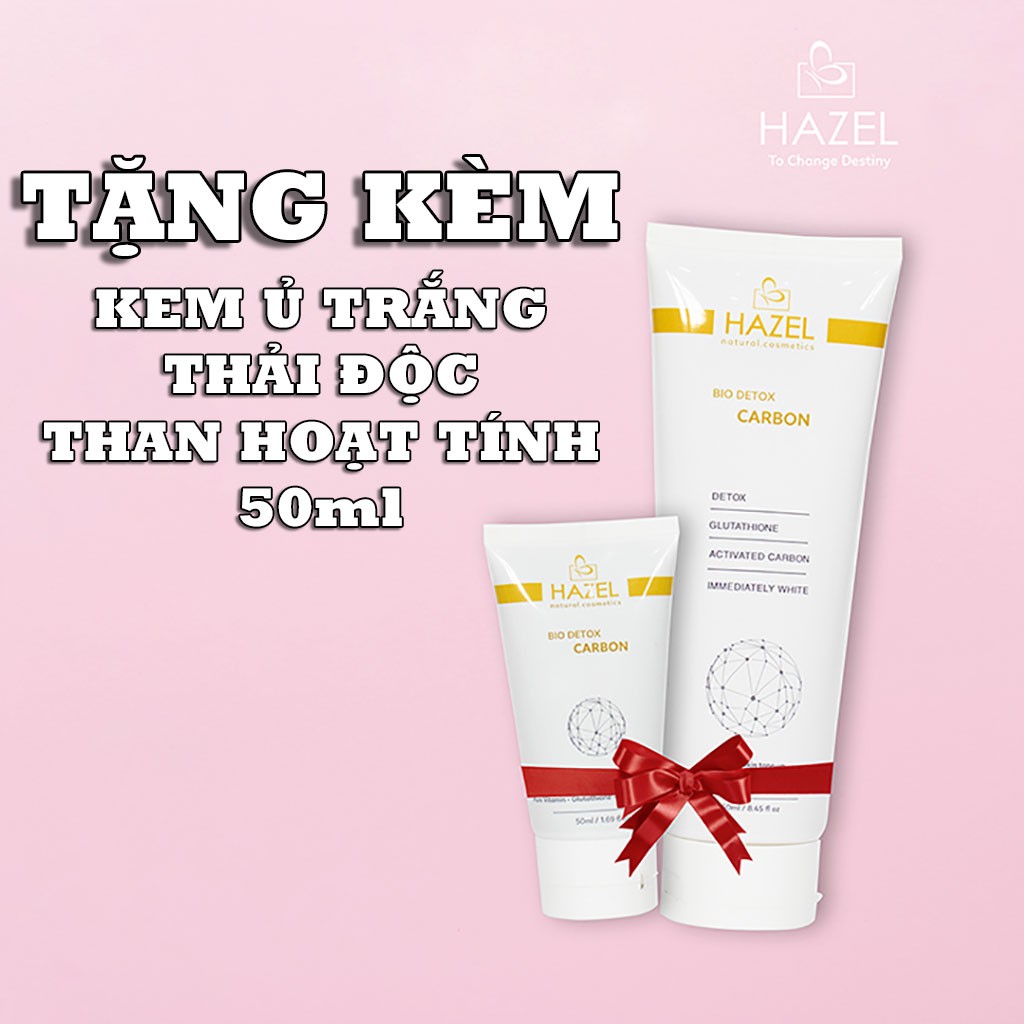 [GIÁ CỰC SỐC] Kem Ủ Trắng Than Hoạt Tính HAZEL 250ml - tặng thêm 11 tuýp 50ml