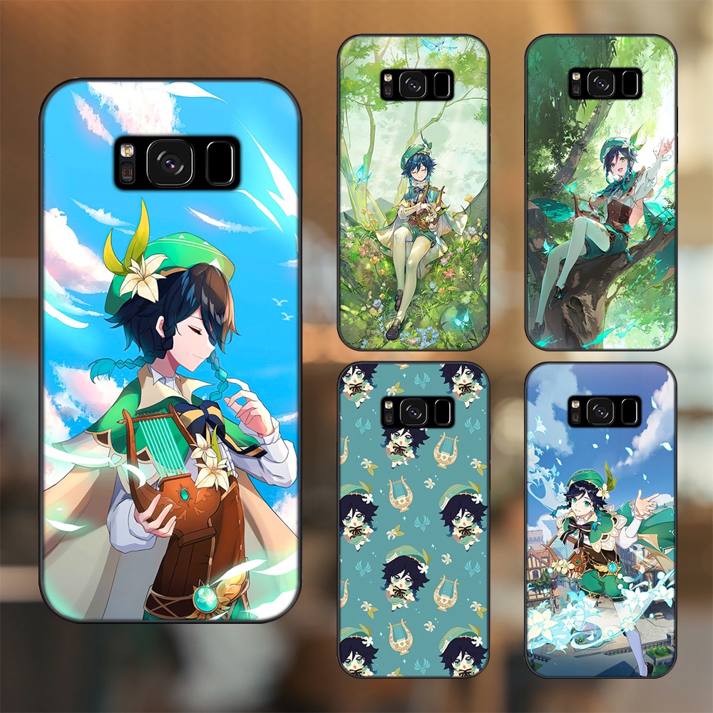 Ốp lưng Samsung S8, S8 Plus viền đen in hình Venti Genshin Impact