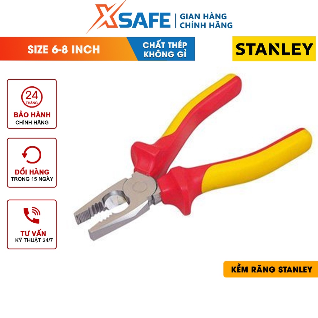 Kềm bằng VDE STANLEY bọc nhựa cách điện 1000V chuyên dụng Kìm VDE Stanley thép hợp kim cao cấp nhỏ gọn linh hoạt