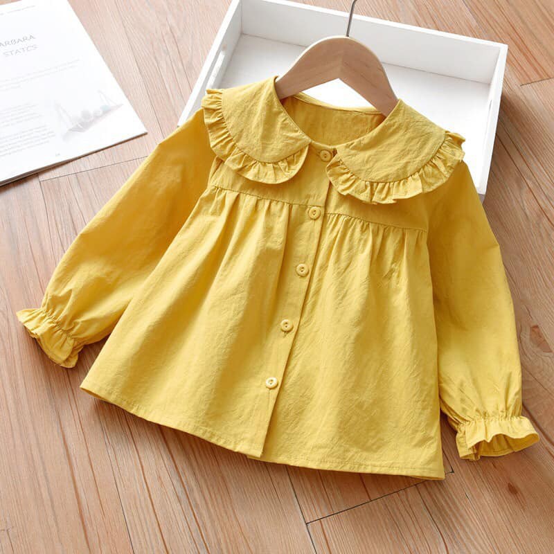 Áo Sơ Mi Bé Gái, Phong Cách Hàn Quốc Xinh Xắn Dành Cho Bé, Màu Size Từ 10-30Kg