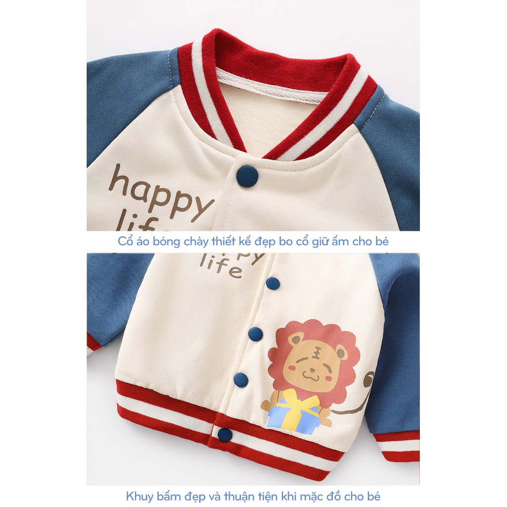 Áo khoác bomber cho bé Mario Store áo da cá chất cotton hàng xuất khẩu