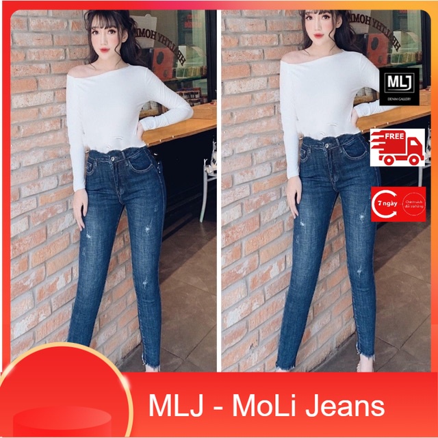 [65kg~90kg] Quần jean nữ BIGSIZE 9 tấc tua lai, chất liệu vải dày dặn co dãn mạnh, phong cách năng động cá tính 3022