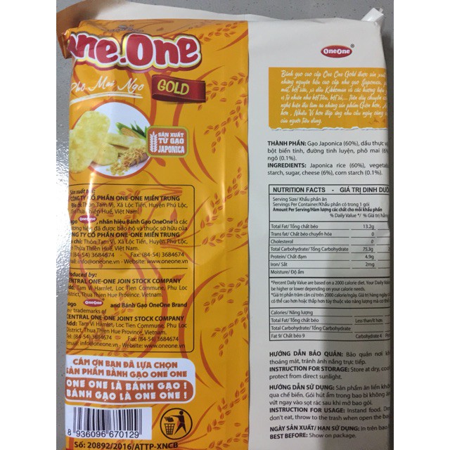 Bánh Gạo One-One Gold Vị Phô Mai Ngô Gói 118g