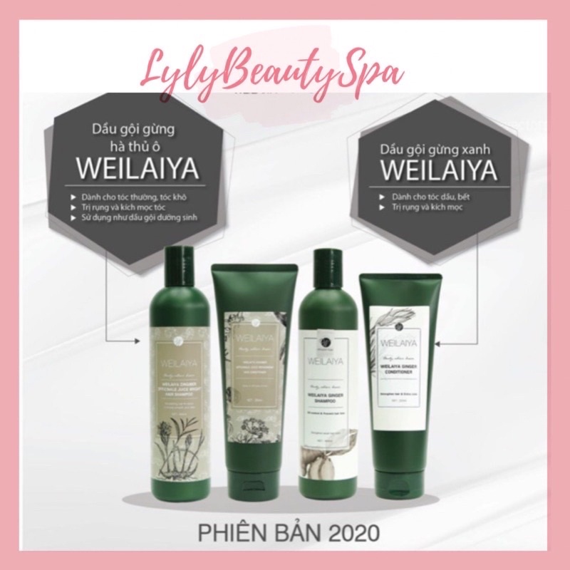 Cặp Dầu Gội + Xả Gừng Xanh Hà Thủ Ô WEILAIYA, Ngăn Rụng Tóc, Kích Mọc Tóc 400ml