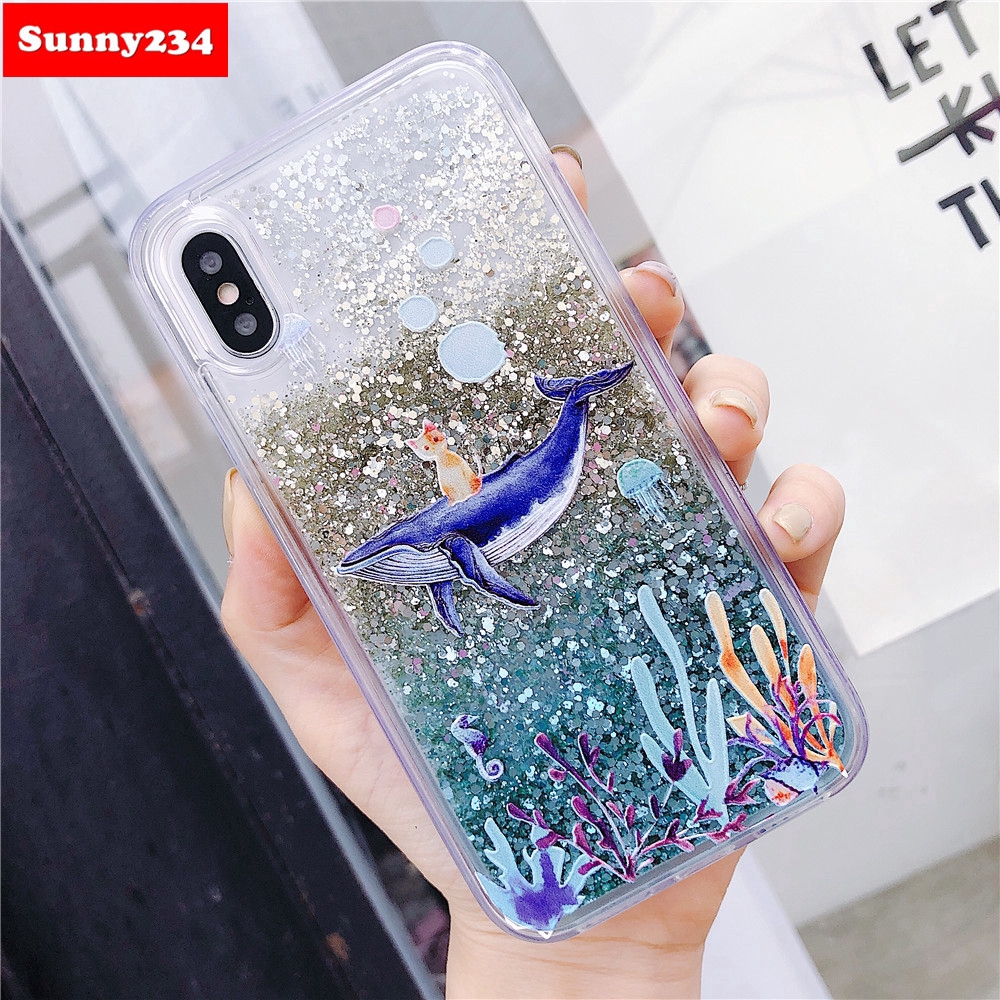 Ốp điện thoại kim tuyến nước hình đại dương cho Redmi 9C 9A 9 Note 9 Pro Note 8 5 6 7 Pro 4X K30 S2 Redmi 5A 6A 6 5 Plus 7