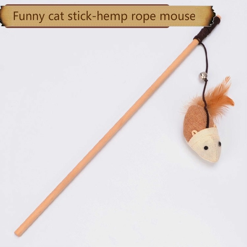 Đồ chơi nhử mèo hình chú chuột có gắn que gỗ