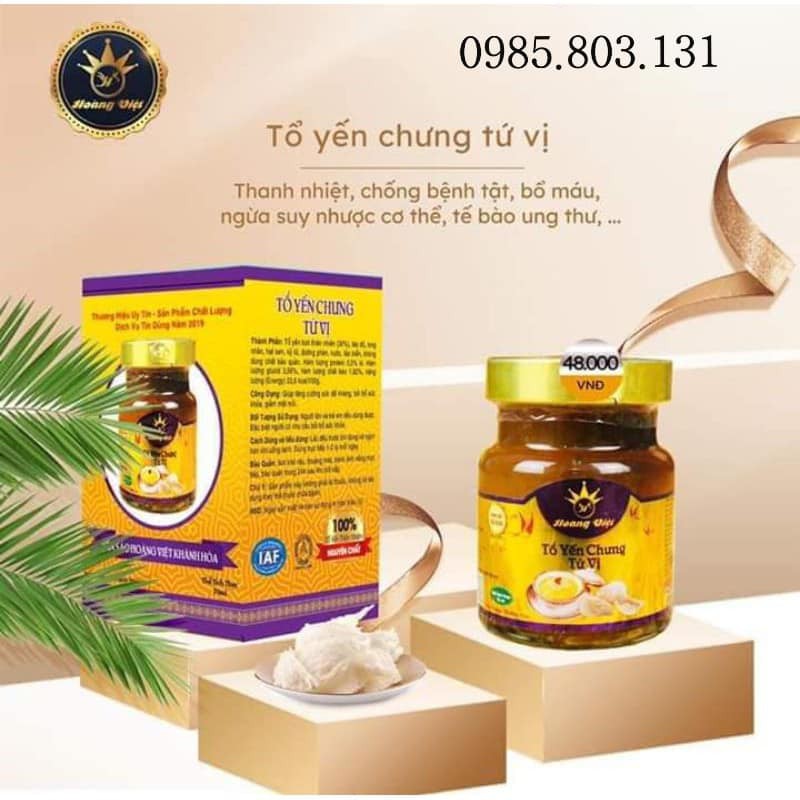 [Mua 10 Tặng 1, giá Sỉ 50 hũ trở lên ] Yến chưng Tứ vị Hoàng Việt 70 ml ( táo đỏ, hạt sen, long nhãn, kỷ tử)