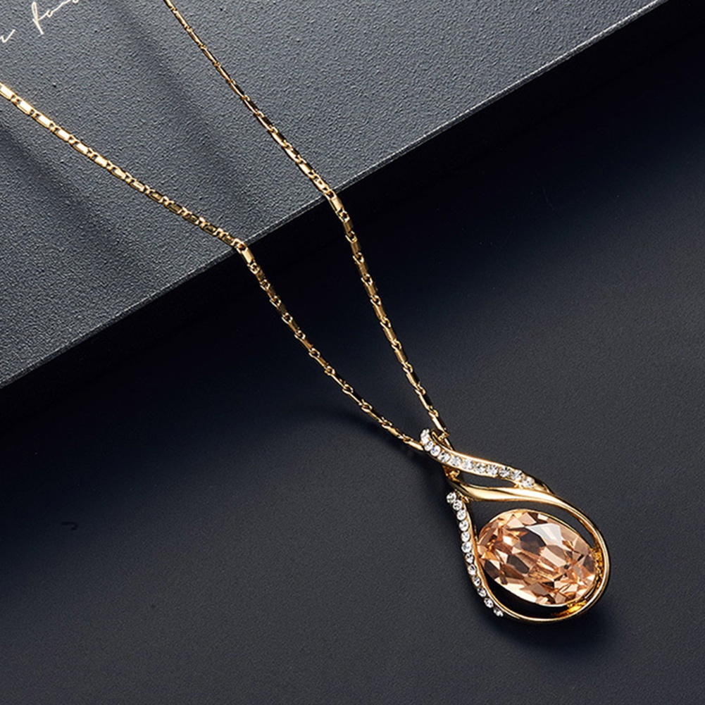 Vòng cổ + bông tai hình oval đính đá nhiều màu tự chọn