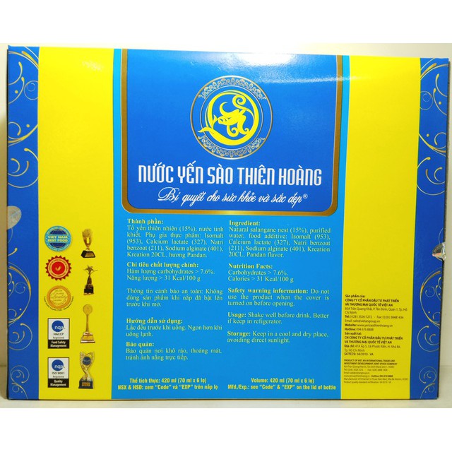 [GRO1TH12 giảm 10K đơn 99K] Nước Yến Nguyên Chất Thiên Hoàng Không Đường 15% (6 lọ x70ml) | BigBuy360 - bigbuy360.vn