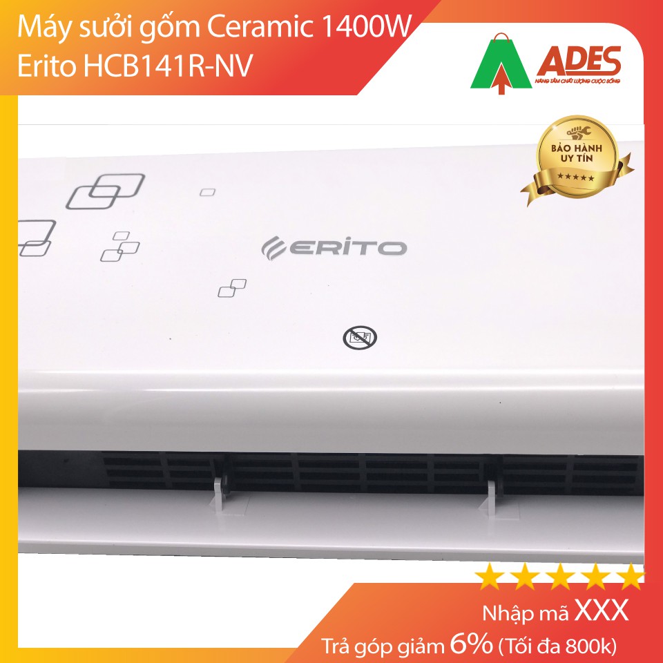 [Mã 154ELSALE2 giảm 7% đơn 300K] Máy sưởi gốm Ceramic 1400W - Erito HCB141R-NV- Chính hãng - Bảo hành chính hãng