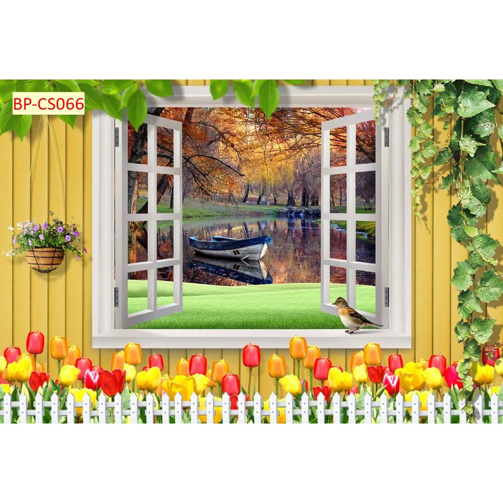 Tranh dán tường 3d cửa sổ thoáng mát