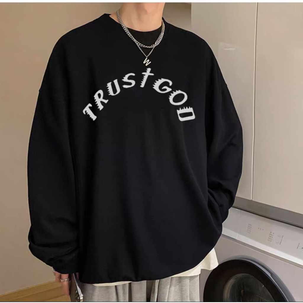 Áo Nỉ Sweater Trust God, Áo Hoodie Chất Nỉ Bông Dày Dặn Form Rộng Phong Cách Basic Stress Style | BigBuy360 - bigbuy360.vn