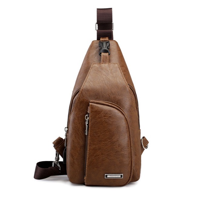Túi đeo chéo nam da pu Hàn Quốc tích hợp tai nghe sạc pin tiện dụng - Túi chéo nam TC45
