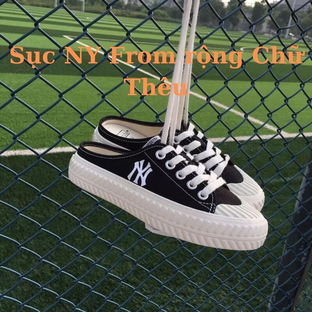 🍄Giày Sục Nữ NY Thêu, Sục Thể Thao MLB Đạp Gót Đế 3 Phân Siêu HOT 2022🌸