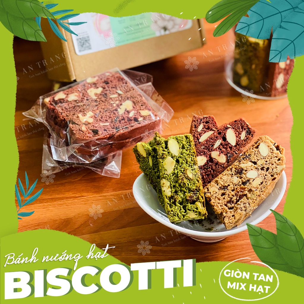 BÁNH BISCOTTI - Bánh Ăn Kiêng eo thon Giảm cân, phù hợp cho gym, eatclean | 3 vị độc lạ - Bánh Nướng Hạt kiểu Ý