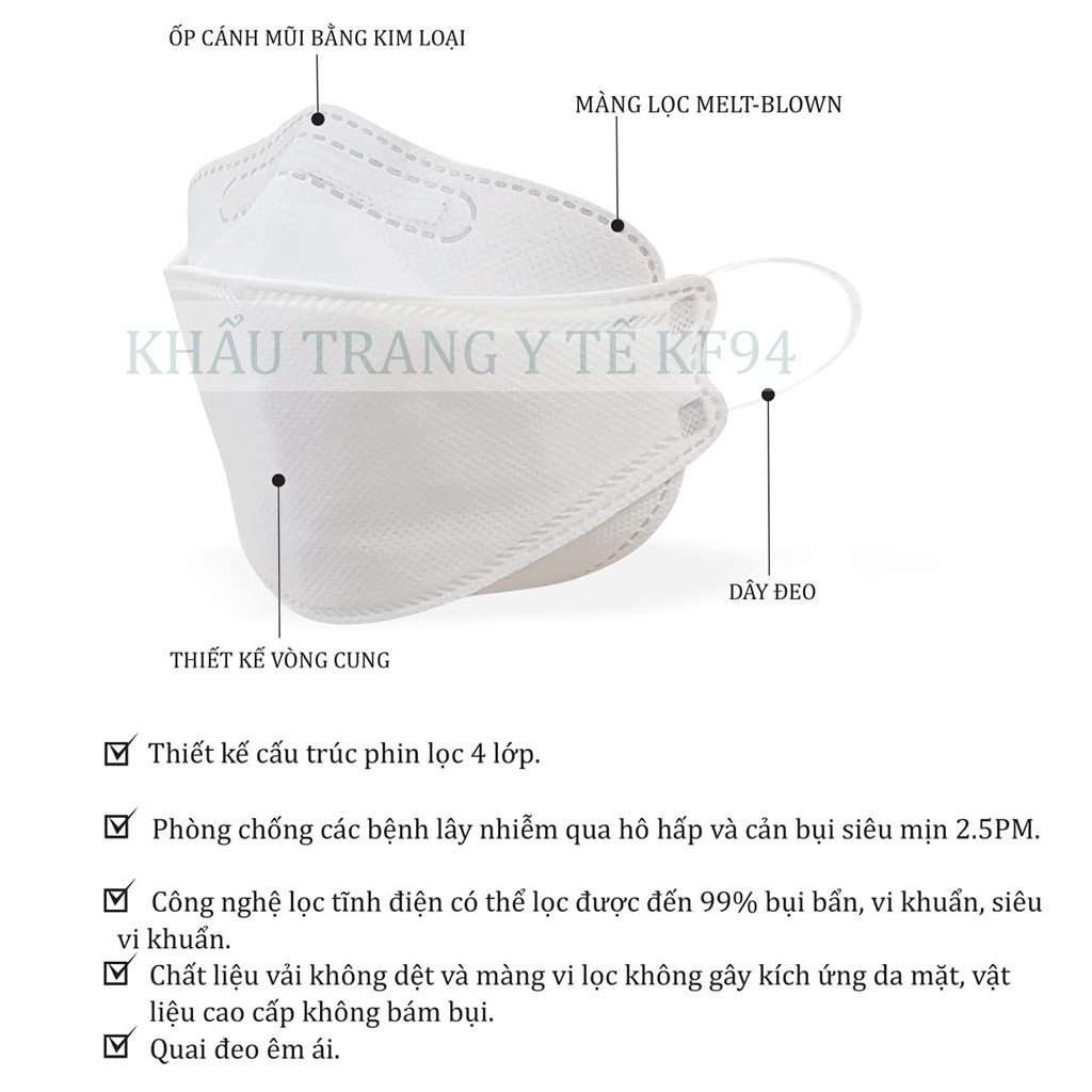 Khẩu trang y tế KF94 4 lớp chống bụi kháng khuẩn - Hàng chính hãng