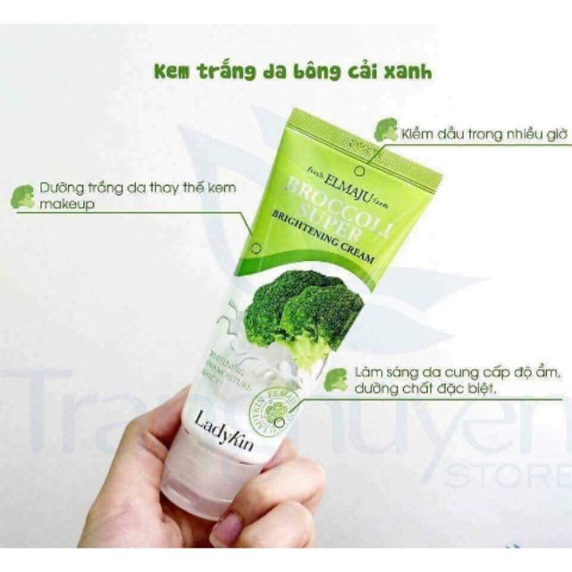 Kem dưỡng trắng da Bông Cải Xanh Ladykin Broccoli super brightening cream 60ml hàn quốc