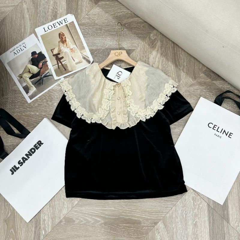 Áo nhung cổ tơ bèo chuẩn QP