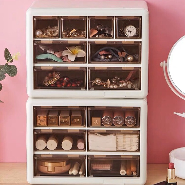 [Có sẵn] Hộp chia ngăn đựng đồ linh tinh để bàn/treo tường (văn phòng phẩm, son, mỹ phẩm, phụ kiện,...)