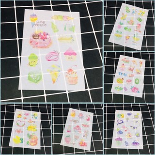 Sticker hình bánh hoa kem hình quả 5k:1 tấm , hình dán đáng yêu dễ thương