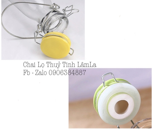 Chai Thuỷ Tinh Gọng Sắt Nắp Sứ 500ml | Nắp Sứ Giao Màu Ngẫu Nhiên