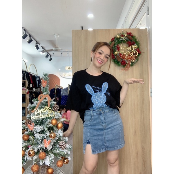 Váy quần BIG SIZE Jean co giãn Xẻ đùi QV.QC - 15631