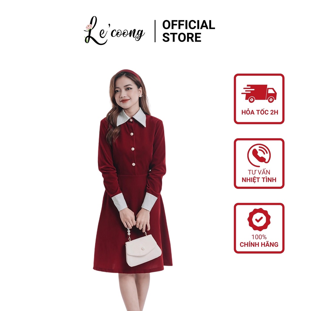 Váy Nhung Cổ Điển Erica LECOONG V137 Thiết Kế Cổ Đức Sang Trọng